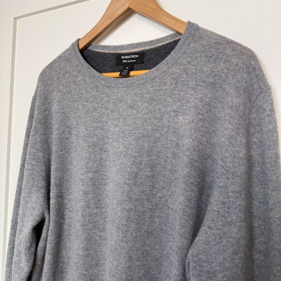 Nordstrom Sweater Mens Sz XL Gray Knit 100% Cashmere Crewneck Super Soft Classic - Picture 2 of 11
